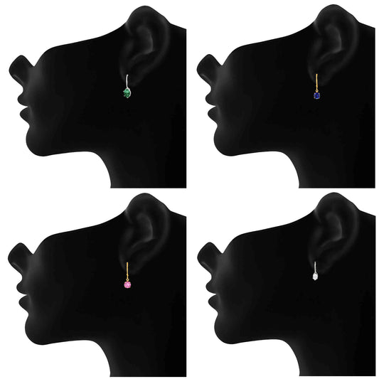 Enchanting multicolour Solitaire Crystals and Cubic Zirconia Bali Earrings combo