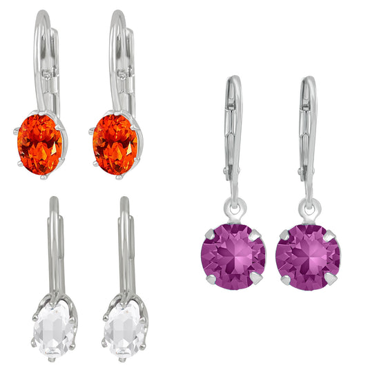 Delicate multicolour Crystal and Cubic Zirconia Bali Earrings combo