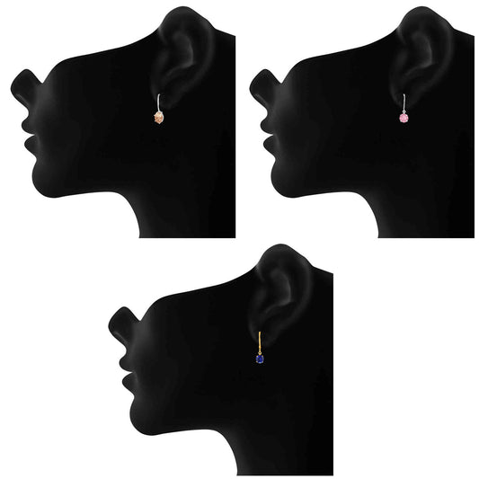 Solitaire Love Multicolour Crystals and Cubic Zirconia Bali Earrings combo