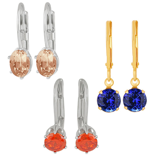 Fancy Multicolour Solitaire Crystal and Cubic Zirconia Bali Earrings combo