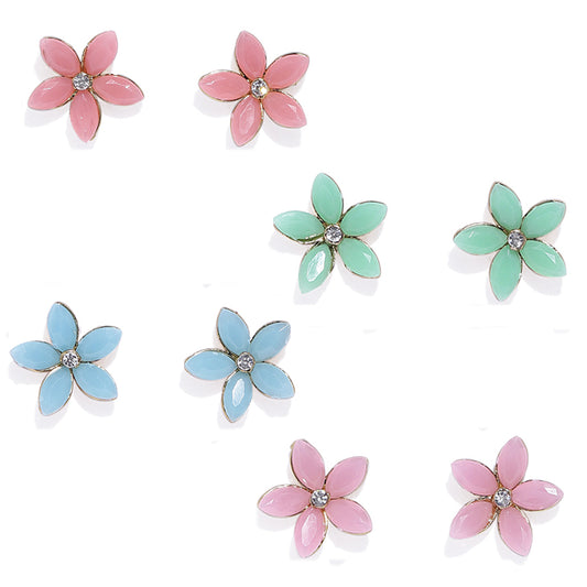 Floral Meenakari Stud Earrings combo