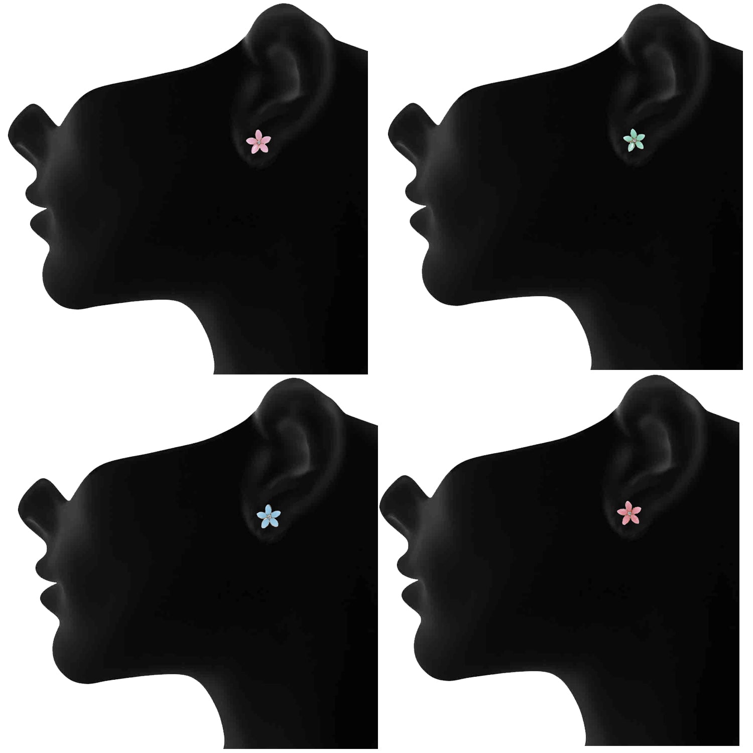 Floral Meenakari Stud Earrings combo