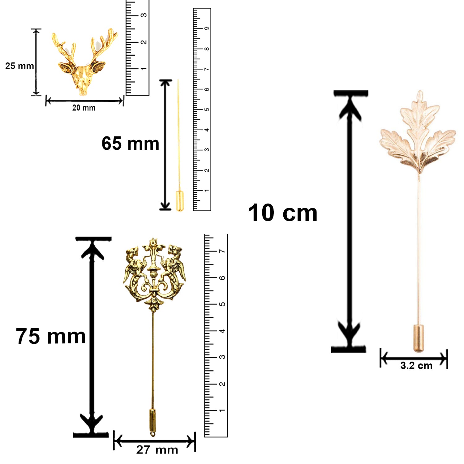 Combo of Lion, Mapel Leaf and Deer Lapel Pin Brooch