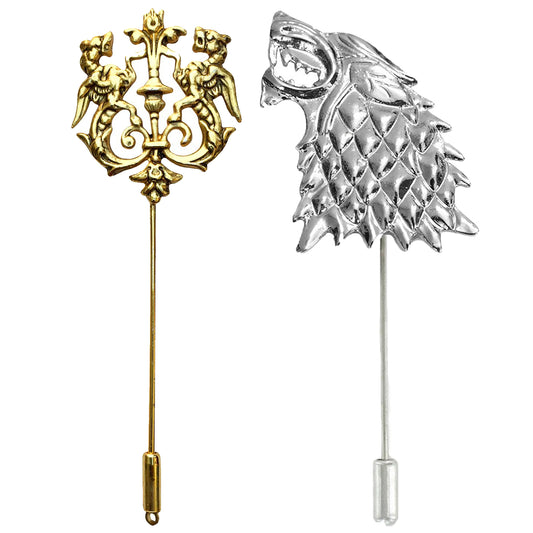 Combo of Royal Lion and Wolf Lapel Pin/Brooch