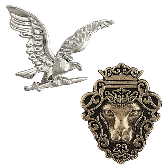 Combo of Eagle and Lion Face Lapel Pin/Brooch