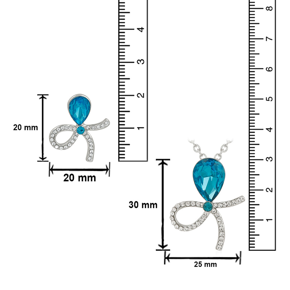 Combo of Blue Solitaire Crystal Designer Pendant Set Finger Ring and Bracelet
