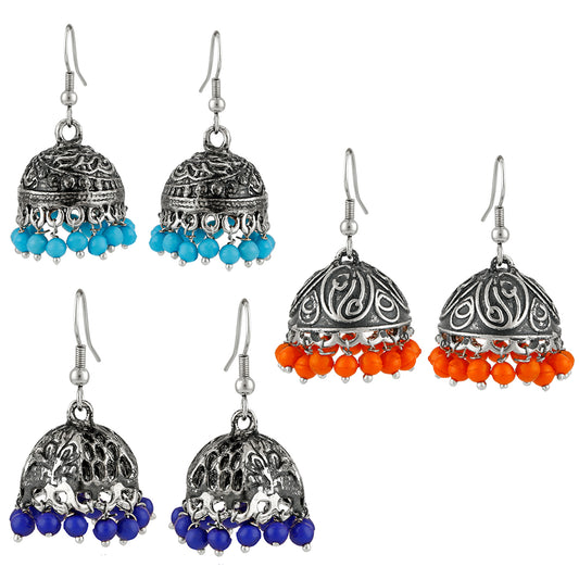 Multicolour Oxidised Glorious Jhumki Earrings