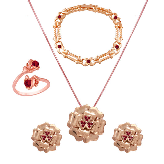 Floral love combo of Crystal Pendant set, Bracelet and finger ring