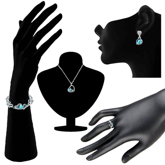 Combo of Eternal love Crystal Heart in heart Pendant set, Bracelet and Finger Ring