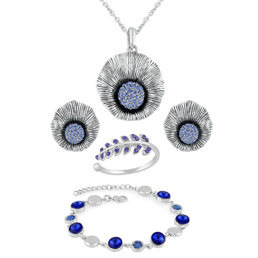 Combo of Dazzling Crystals Pendant set, Bracelet and Finger Ring