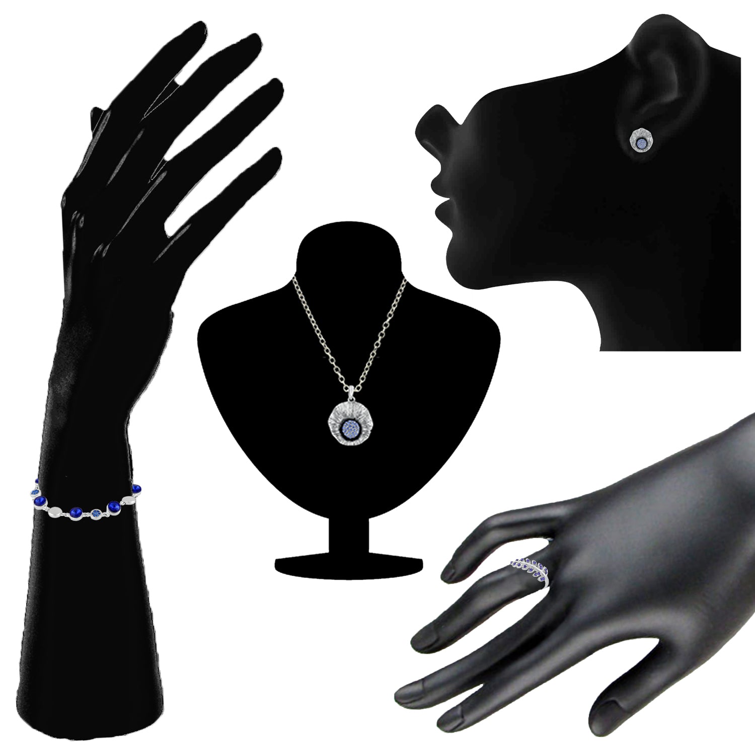 Combo of Dazzling Crystals Pendant set, Bracelet and Finger Ring