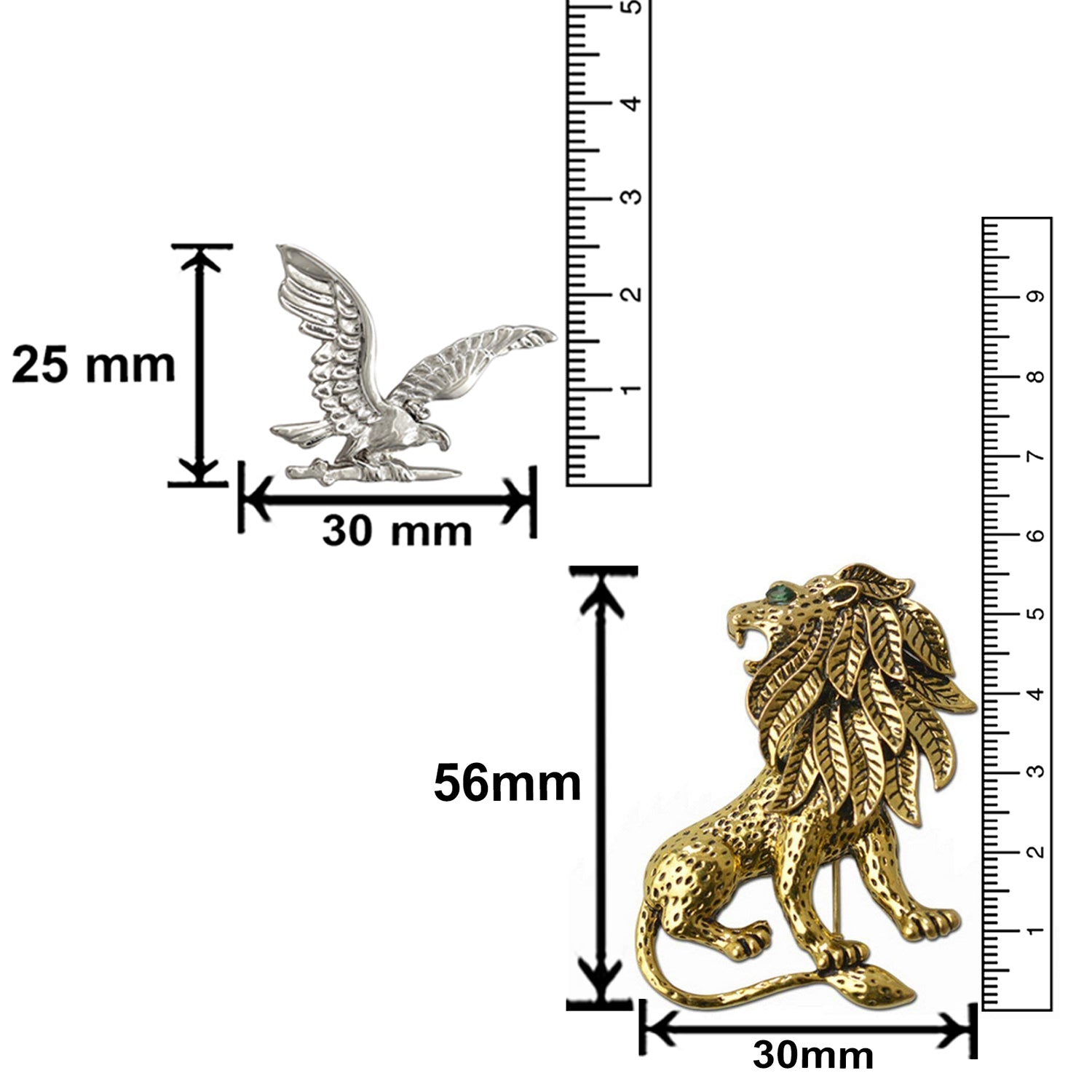 Classic Combo of Eagle and Lion Lapel Pin / Brooch