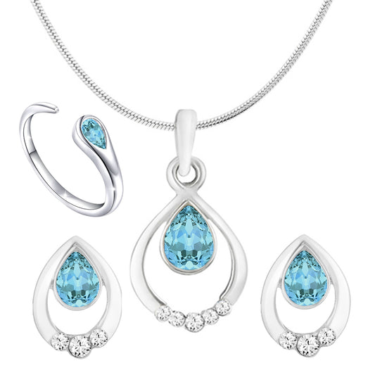 Combo of Water Drop Pendant Set and Finger Ring