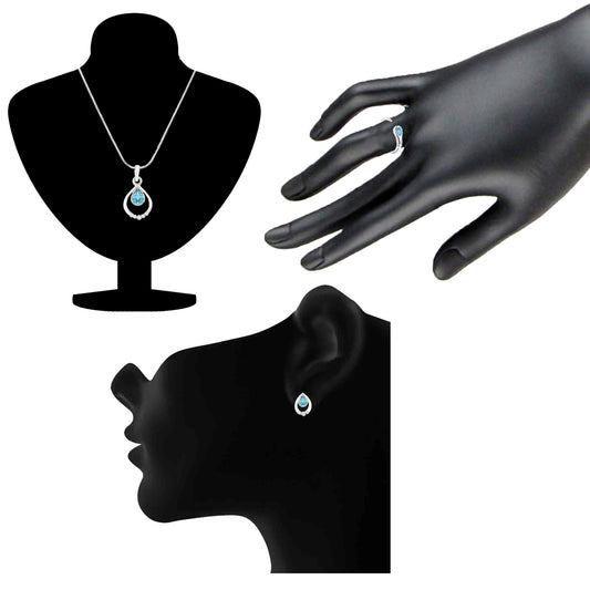 Combo of Water Drop Pendant Set and Finger Ring