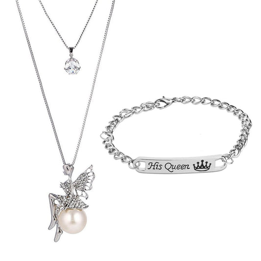 Combo of His Queen Bracelet and Angel Pendant