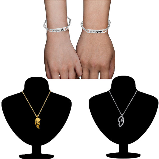 Combo of Couple Bracelet and Broken Heart Pendant