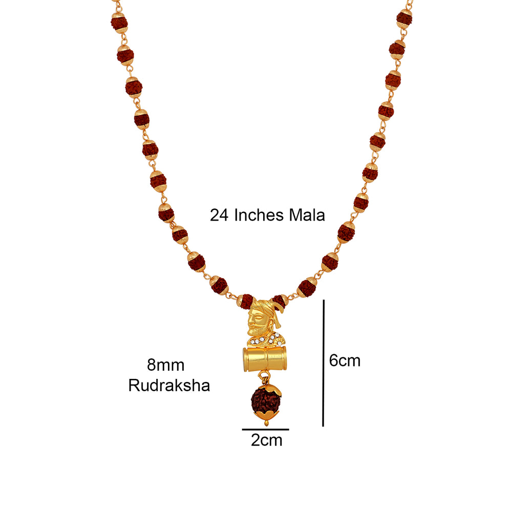 Combo of Bracelet and Chhatrapati Shivaji Maharaj Shiva Damru Pendant with 24 Inch Rudraksha Mala