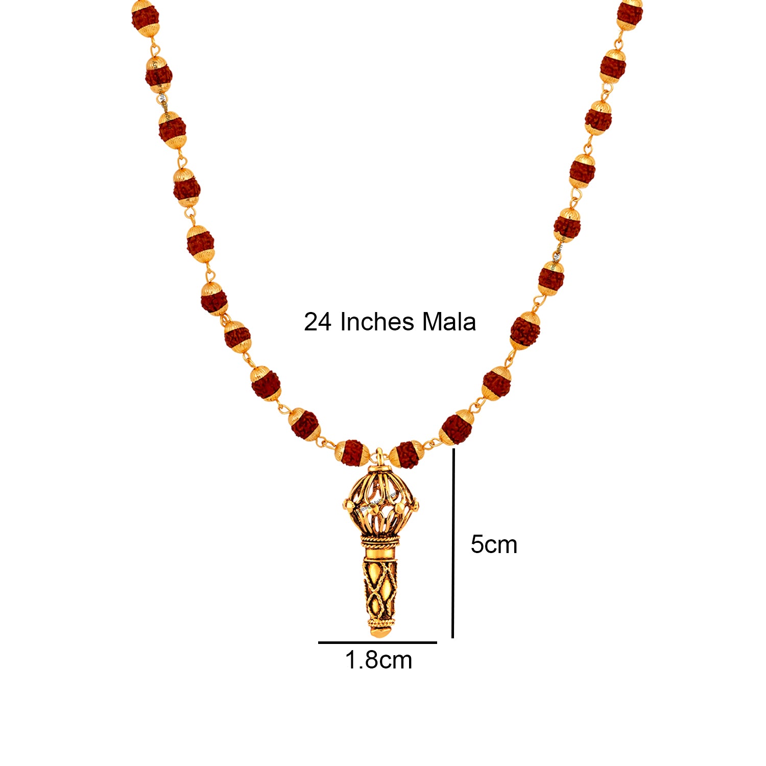 Combo of Hanuman Gada Pendant with 24 Inch Rudraksha Mala