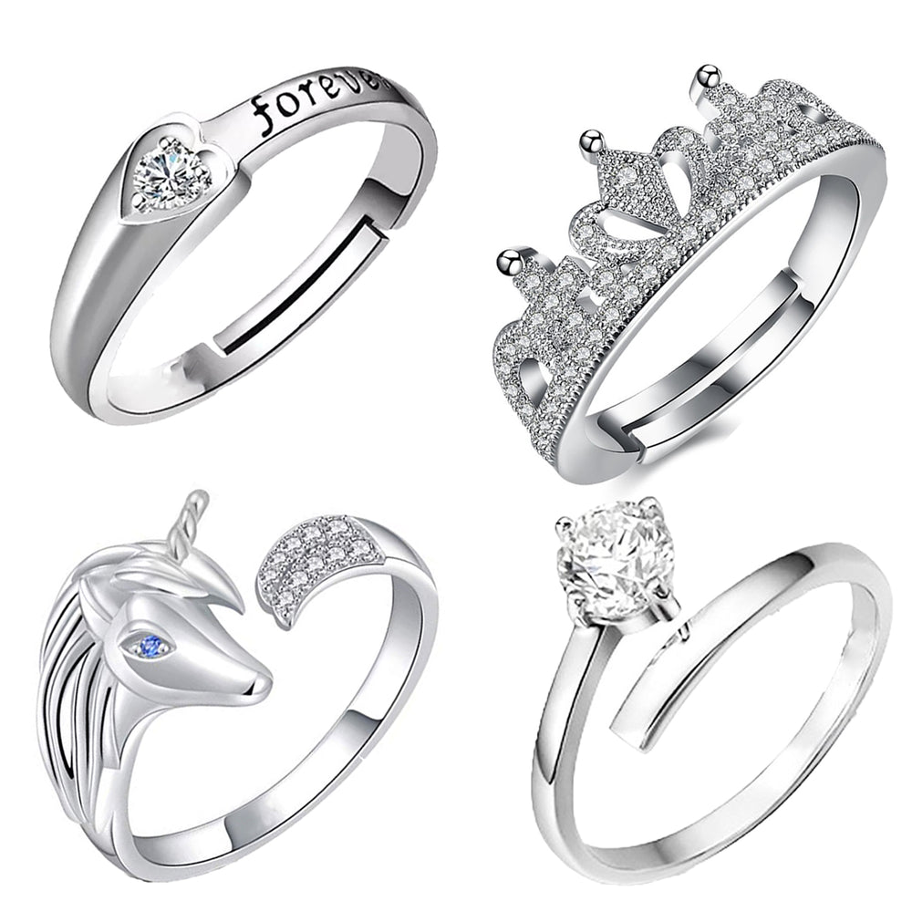 4 Pcs Combo of Stylish and Designer Adjustable Finger Rings