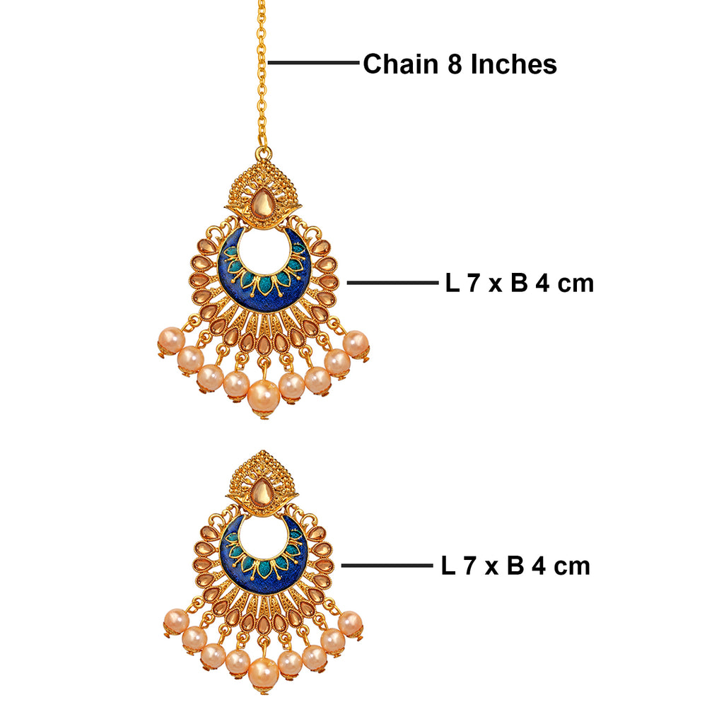 Traditional Dangler Meenakariwork Maang Tikka and Earrings Set