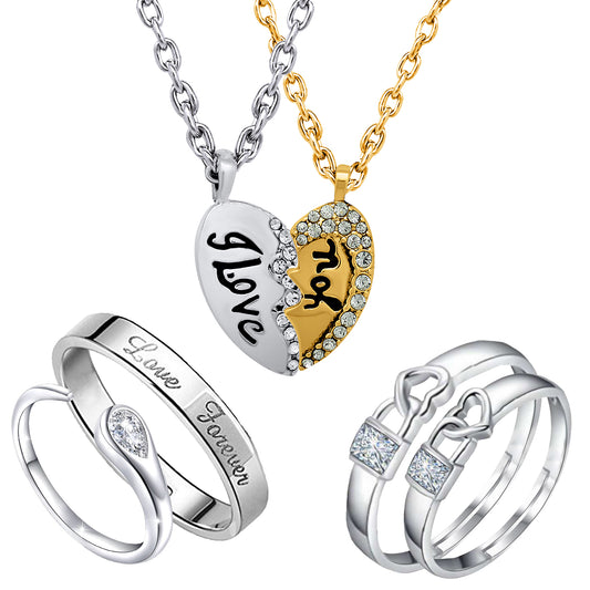 Broken Heart Pendant and Couple Rings