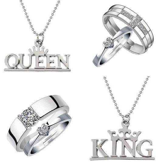 King Queen Pendant and Couple Ring
