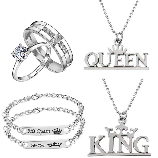 King Queen Pendant, Bracelet and Couple Ring