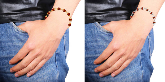Combo of Rudraksha Bracelet with Golden and Silver Color Cap