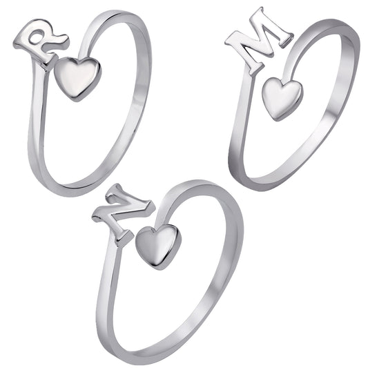 Combo of "R M N" Initial Adjustable Finger Rings