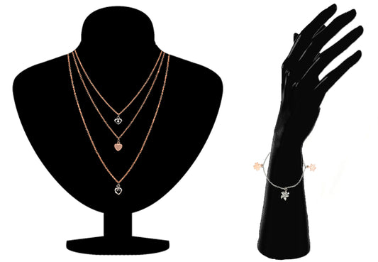 Combo of Multilayer Charms Chain Necklace Pendant and Bracelet