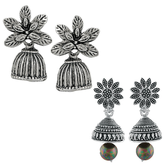 Combo of Two Traditional Ethnic Jhumka Floral Earrings