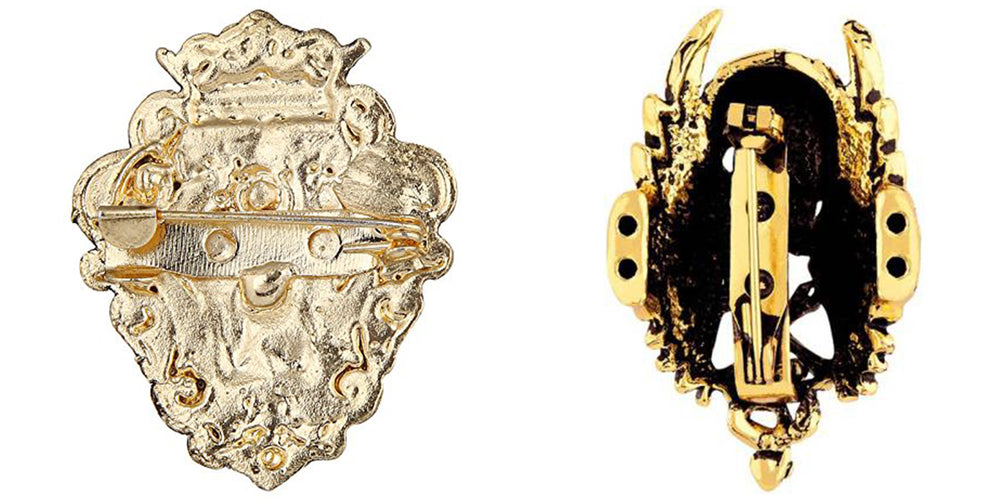 Combo of Lion Face and Skull Bones Shirt Stud Brooch Pin