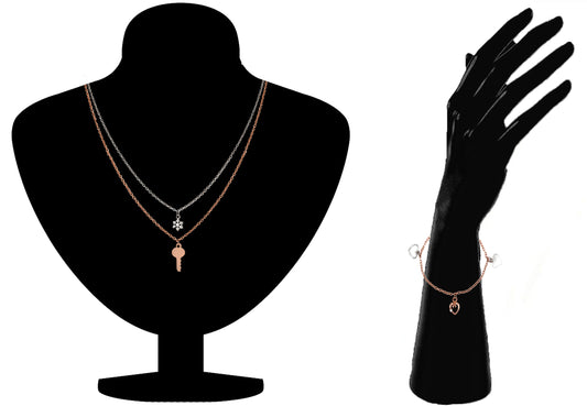 Combo of Multilayer Charms Chain Necklace Pendant and Bracelet