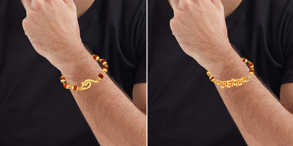 Combo of Om Mahadev Trishul Bracelets with Rudraksha