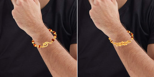 Combo of Om Mahadev Trishul Bracelets with Rudraksha