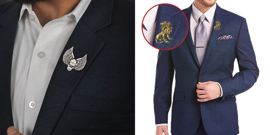 Combo of Skull Wings and Roring Lion Shirt Stud Brooch Pin