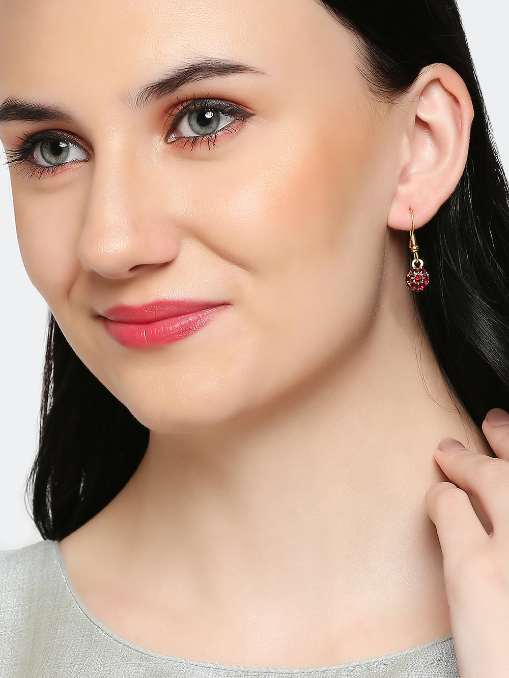 Combo of 2 Royal Sparklers Blue and Red Crystals Ball Earrings