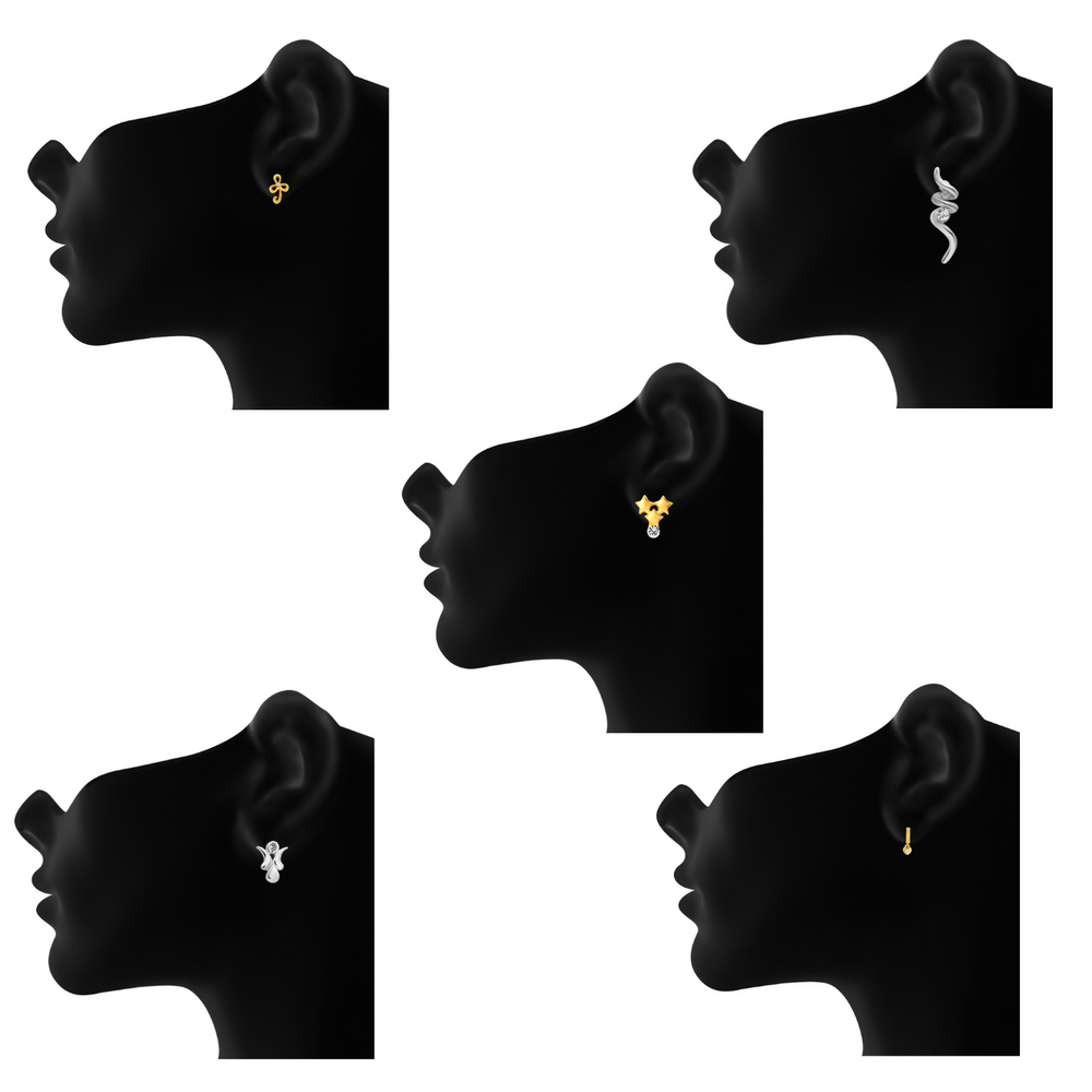 Combo of 10 Small Crystal Stud Earrings
