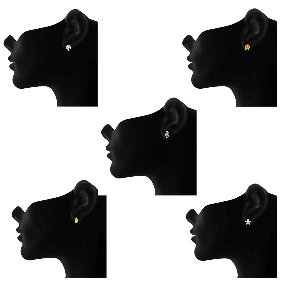 Combo of 10 Small Crystal Stud Earrings