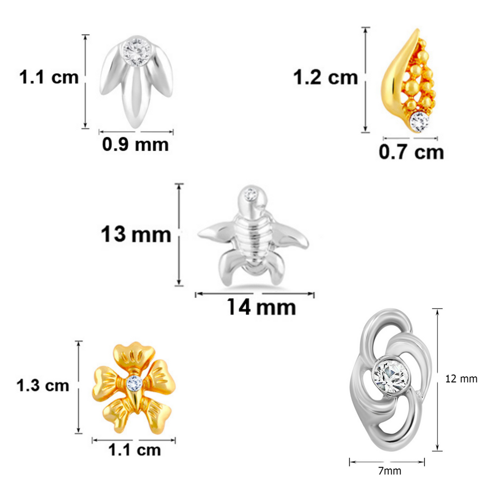 Combo of 10 Small Crystal Stud Earrings