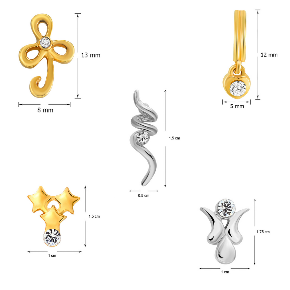 Combo of 10 Small Crystal Stud Earrings