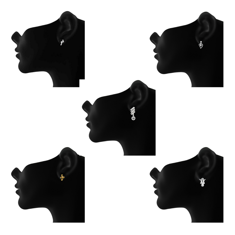 Combo of 10 Small Crystal Stud Earrings