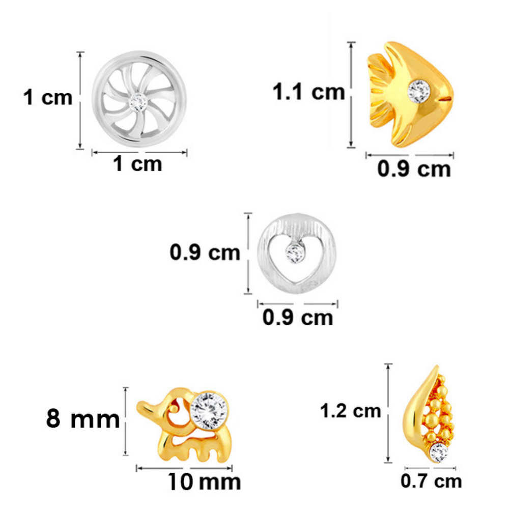 Combo of 10 Small Crystal Stud Earrings