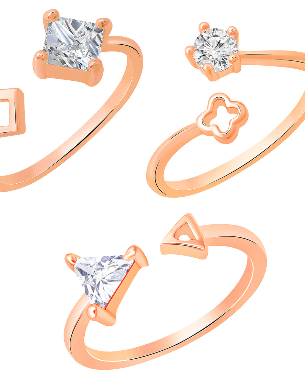 Math Finger Ring Combo of 3 Geometrical Shapes Adjustable Finger Rings