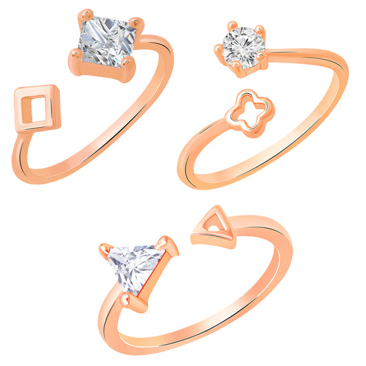 Combo of 3 Geometrical Shapes Adjustable Finger Rings