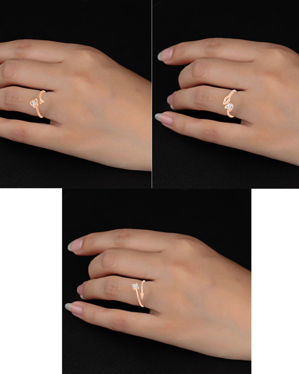 Math Finger Ring Combo of 3 Geometrical Shapes Adjustable Finger Rings