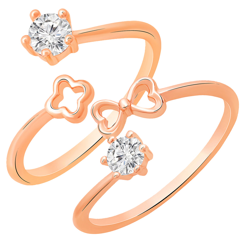 Combo of 2 Floral and Heart Adjustable Finger Rings