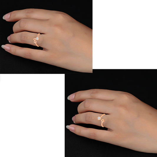 Combo of 2 Floral and Heart Adjustable Finger Rings