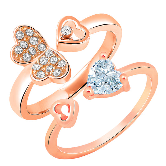 Combo of 2 Heart Shaped Adjustable Finger Rings