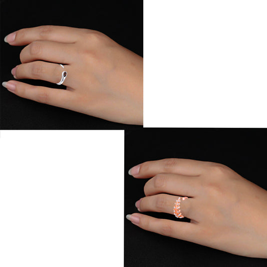 Combo of Open Wrap and Leaves Shaped Adjustable Finger Rings